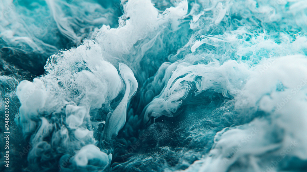 Aufkleber dynamic ocean waves create mesmerizing patterns of foam and turquoise in a captivating display of na