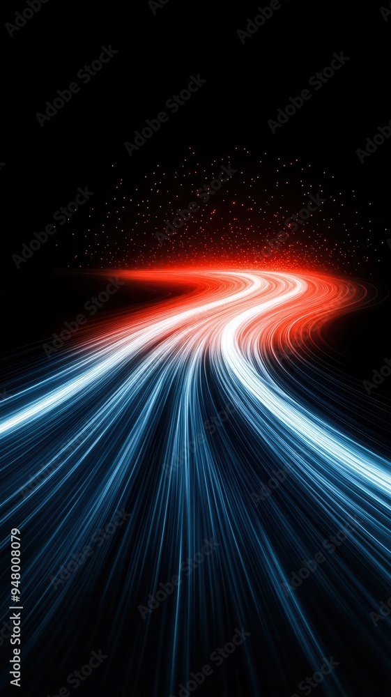 Poster illustrate speed lines that arc around an invisible path