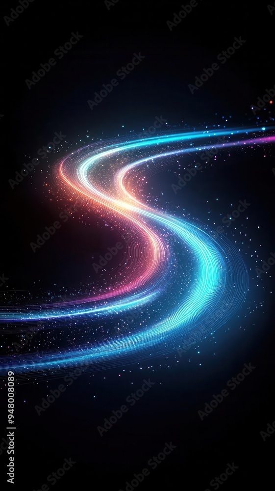 Poster illustrate speed lines that arc around an invisible path