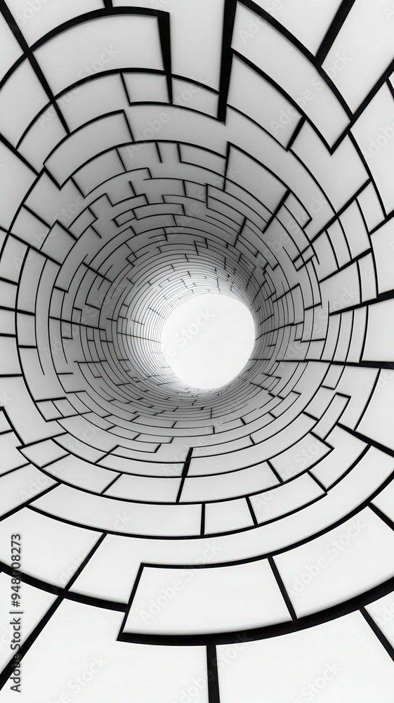 Poster illustrate speed lines that form a grid-like pattern around a central void