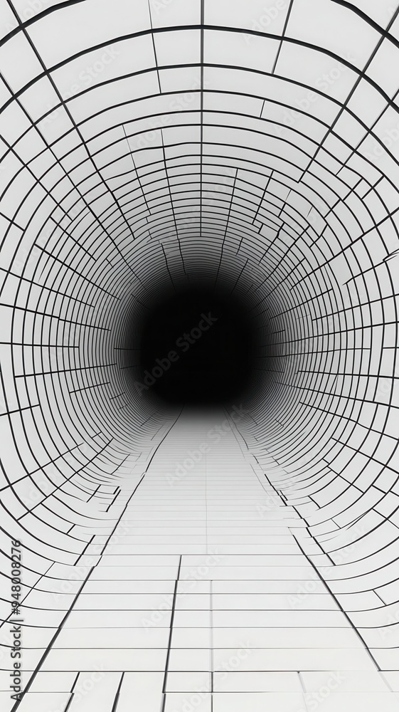 Poster illustrate speed lines that form a grid-like pattern around a central void