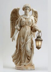 Obraz premium Elegant angel statue holding lantern