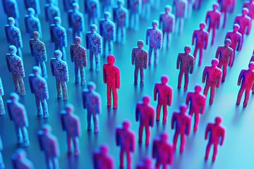 3d illustration of a lot people with unique persons. For example it may to use for showing a pandemic Coronavirus Covid-19, disease statistics, random selection, population damage, pandemic spreading 