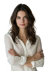 Obraz premium Confident woman in white shirt