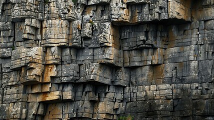 Strange texture with rectilinear patterns on a cliff