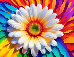 Closeup Illustration of a White Daisy Detailed Floral Art Highlighting Petals and Natural Beauty