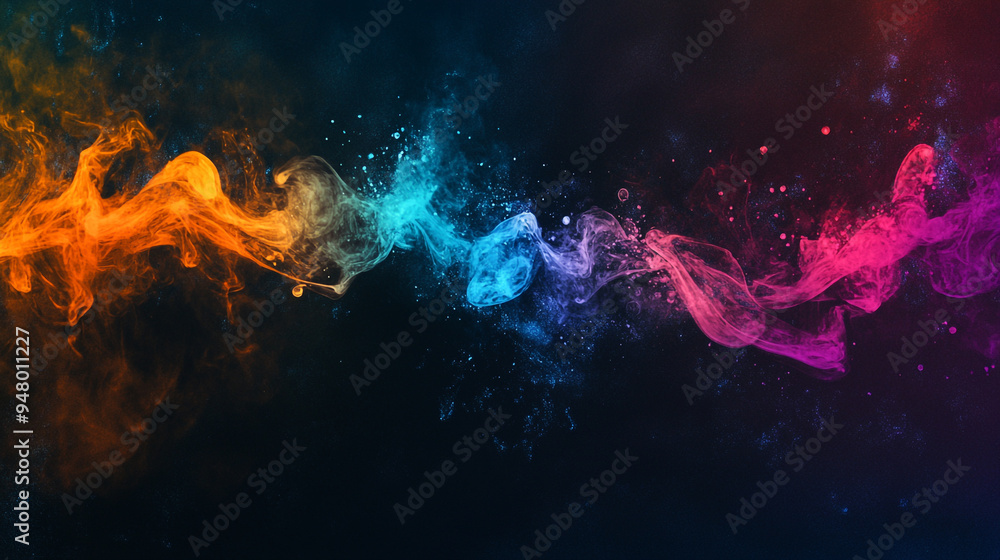 Aufkleber vibrant swirl of colored smoke mingling in a dark background, creating a mesmerizing visual pattern 