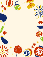 夏　祭り　花火　アイコン　フレーム　バナー