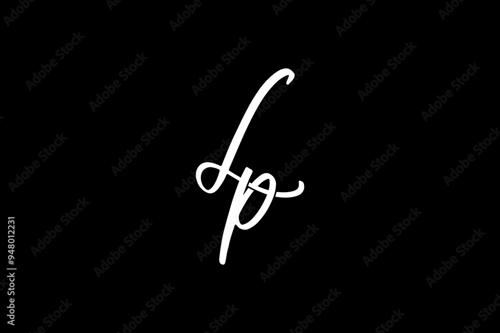 Poster lp initial letter,overlapping shape signature monogram elegant monogram logo