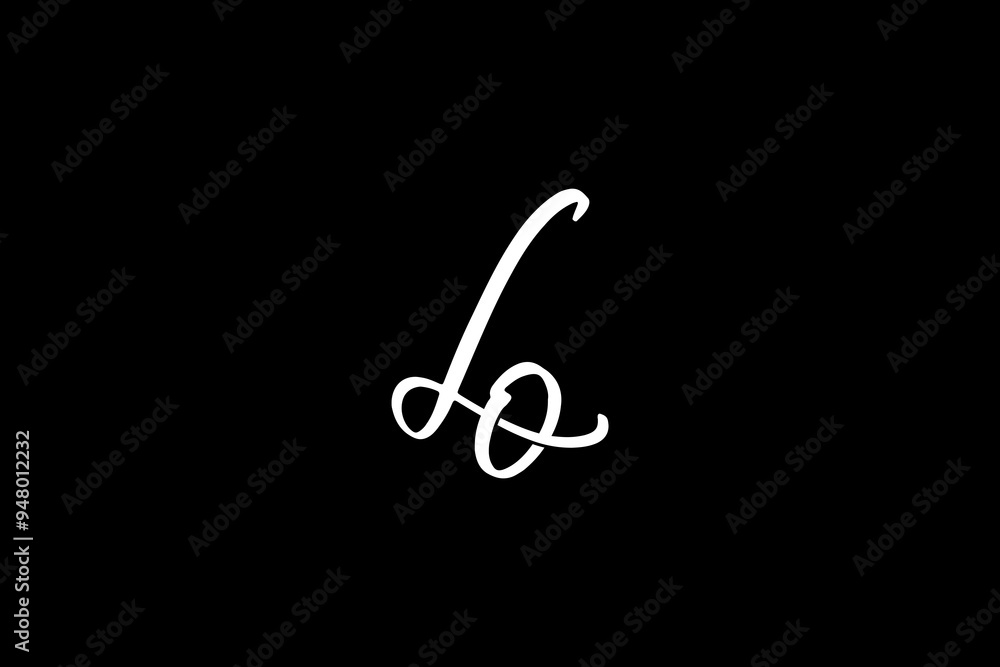 Poster lo initial letter,overlapping shape signature monogram elegant monogram logo