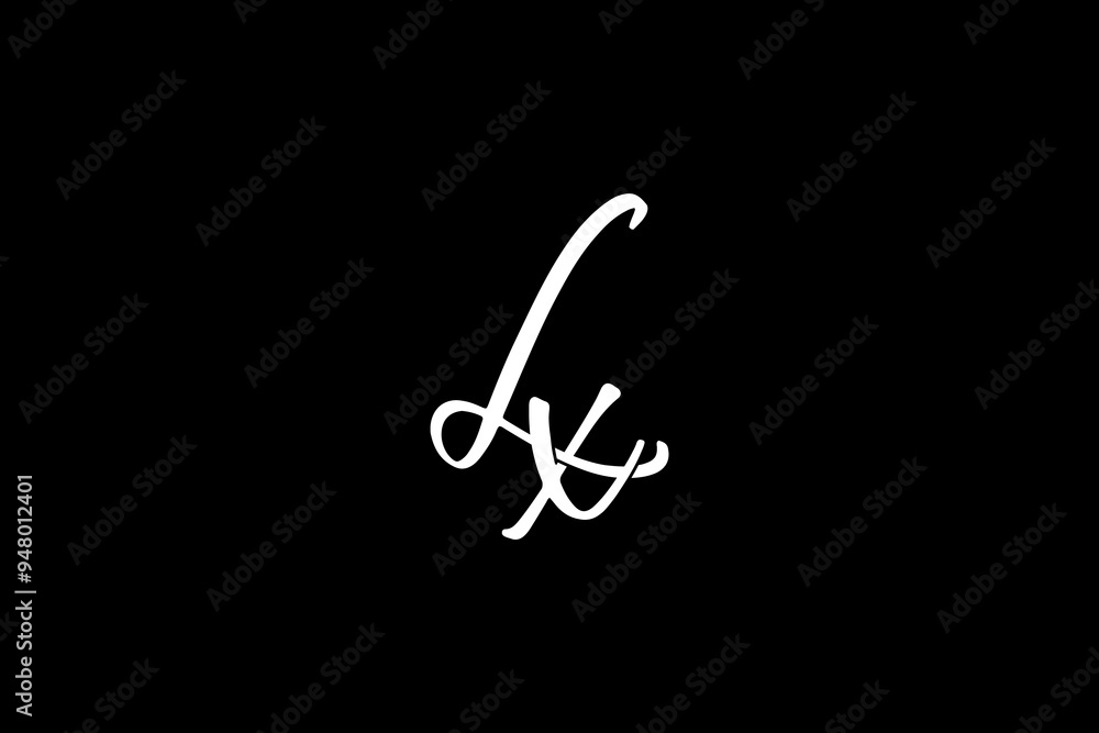 Poster lx initial letter,overlapping shape signature monogram elegant monogram logo