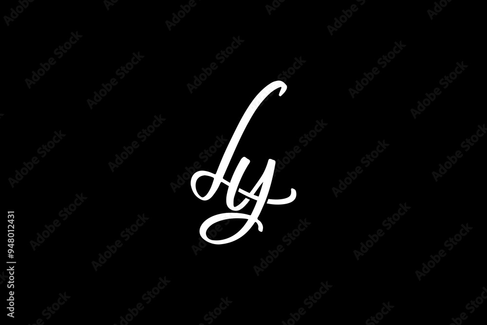 Poster ly initial letter,overlapping shape signature monogram elegant monogram logo