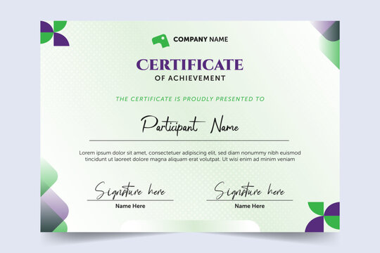 Certificate of achievement for offline and online seminars with simple design color tone