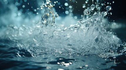 Close up of Water flowing from shower in the bathroom interior  