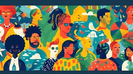 people in colorful clothes
