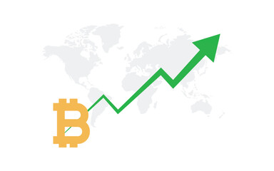 Bitcoin price graph rising. Cryptocurrency up and down concept. binance application. Stock market and Trading. crypto currency market growth. high quality. illustration graphic vector design
