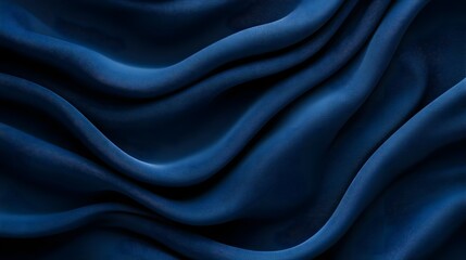 Obraz premium Elegant deep blue fabric texture showcasing soft waves, ideal for backgrounds or design projects.