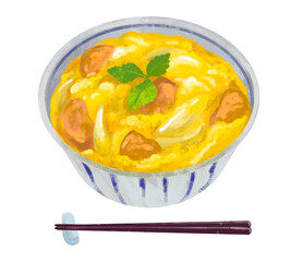 親子丼のイラスト　丼ぶり　丼もの
