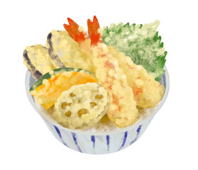 天丼のイラスト　丼ぶり　丼もの