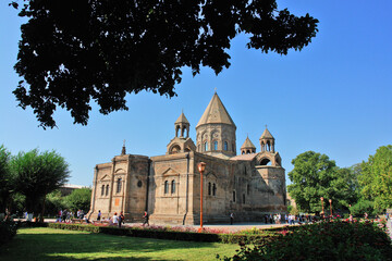 Fototapeta premium Etchmiadzin Cathedral the mother church of the Armenian Apostolic Church, located in the city dually known as Etchmiadzin (Ejmiatsin) and Vagharshapat, Armenia.