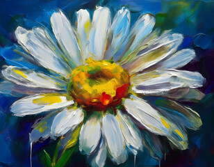 Obraz premium Closeup Illustration of a White Daisy Detailed Floral Art Highlighting Petals and Natural Beauty