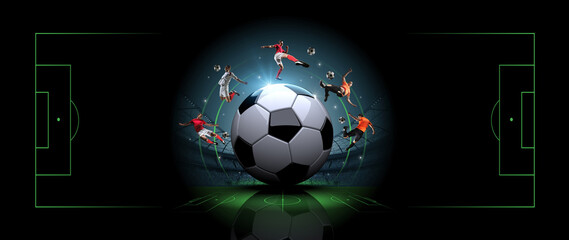 A skilled soccer player showing fancy football moves around the ball. © efks