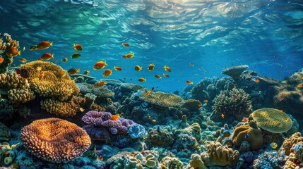 Obraz premium Underwater Paradise: Vibrant Coral Reef and Colorful Fish