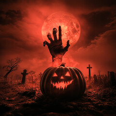 Happy Halloween Zombie Hand spooky night party