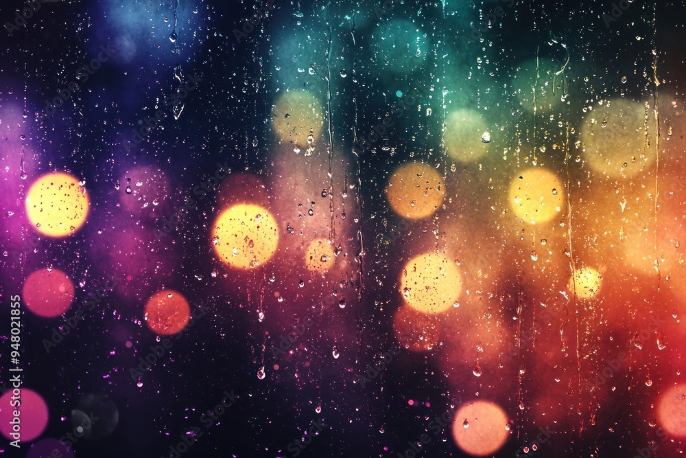Wall mural colorful cosmic background with hanging stars and glowing particles generative ai