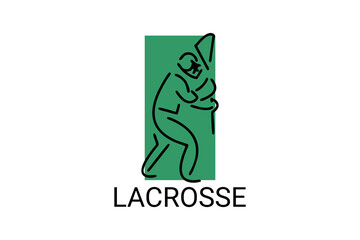 Lacrosse sport vector line icon an athlete playing lacrosse. sport pictogram, vector illustration.