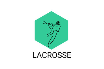 Lacrosse sport vector line icon an athlete playing lacrosse. sport pictogram, vector illustration.