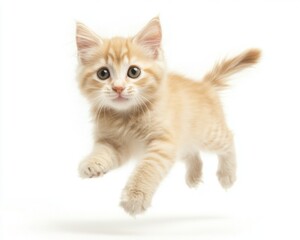 Cat kitten in motion pose transparent background