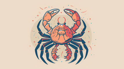 Cancer zodiac icon with colored background