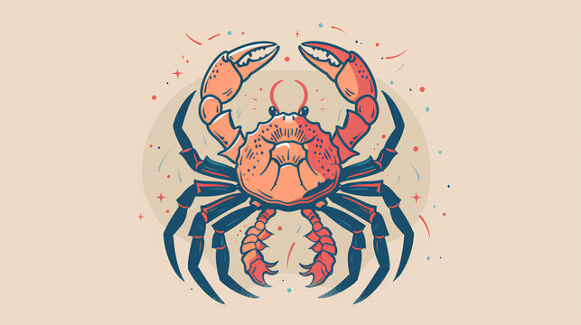 Cancer zodiac icon with colored background