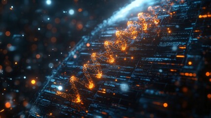 Futuristic interface illustrating the CRISPR gene technology and its complex data representation