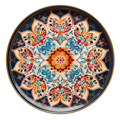 Colorful decorative plate featuring intricate floral patterns and vibrant colors, evoking sense of artistry and cultural heritage. 
