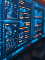 Close-up of a computer monitor displaying lines of code.