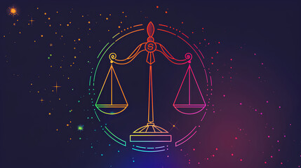 libra zodiac icon with colored background