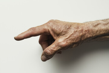 Close up hand pointing to something