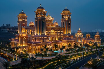 Fototapeta premium Emphasizes the opulence and grandeur of a modern casino resort, a destination for luxury and entertainment.