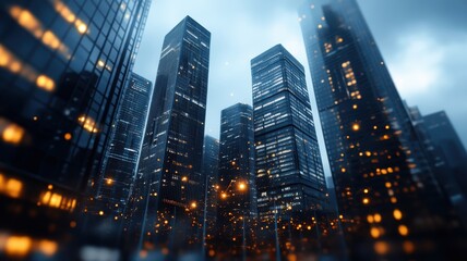 Digital virus attacking interconnected network in a dark cityscape.