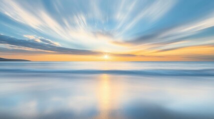 Serene sunset at tranquil beach with vibrant sky