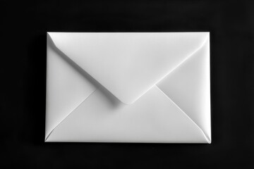 White envelope on black background showcasing contrast simplicity