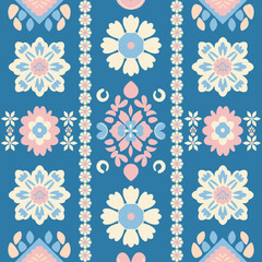 Seamless pattern featuring traditional motif of Palestinian embroidery