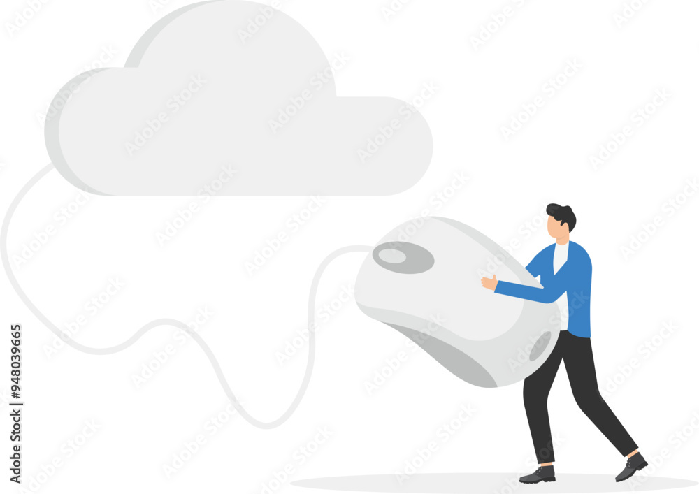 Aufkleber cloud and connected to it a computer mouse,