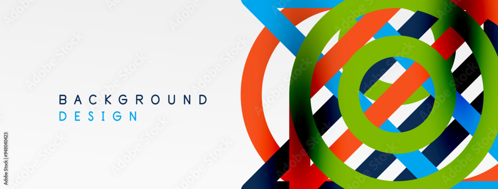 Poster Abstract background - colorful circle lines technology or business digital template