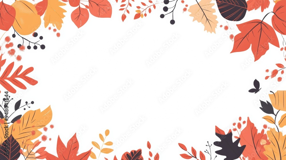 Aufkleber Autumn Frame Border with Copy Space on White Background