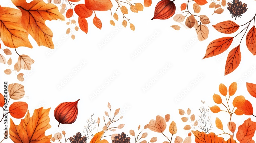 Poster autumn frame border with copy space on white background