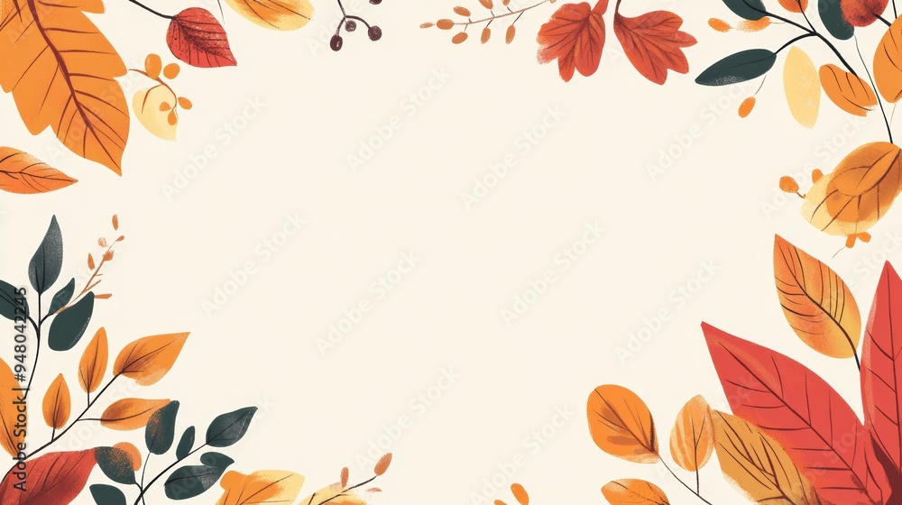 Aufkleber autumn frame border with copy space on white background