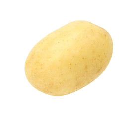 One young fresh potato isolated on white, top view